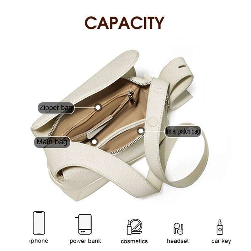 Luxurious Design Bags Genuine Leather Underarm For Women's Summer New Versatile Shoulder Bag With Geometric Streamlined Design Crossbody Handbag