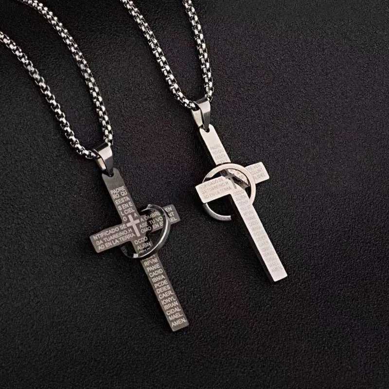 Simple Geometric Cross Pendant Necklace For Women Metal Jewelry Silver Color Chain Choker Men Party Gift Accessories V250625