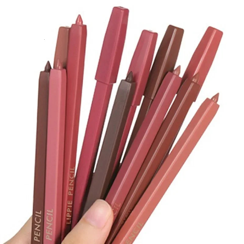 Matte Velvet Red Nude Lipliner Lipsticks Pen 12 Colors Natural Outline Lip Tint Contour Pencil Long Lasting Non Stick Cosmetics 250625