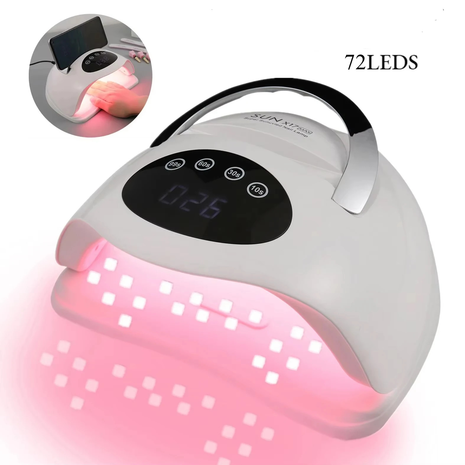 72 LEDS SUN X17 MAX UV LED Nail Lamp For Manicure Nail Dryer With Motion Sensing LCD Display Gel Polish Drying Lamp 250625