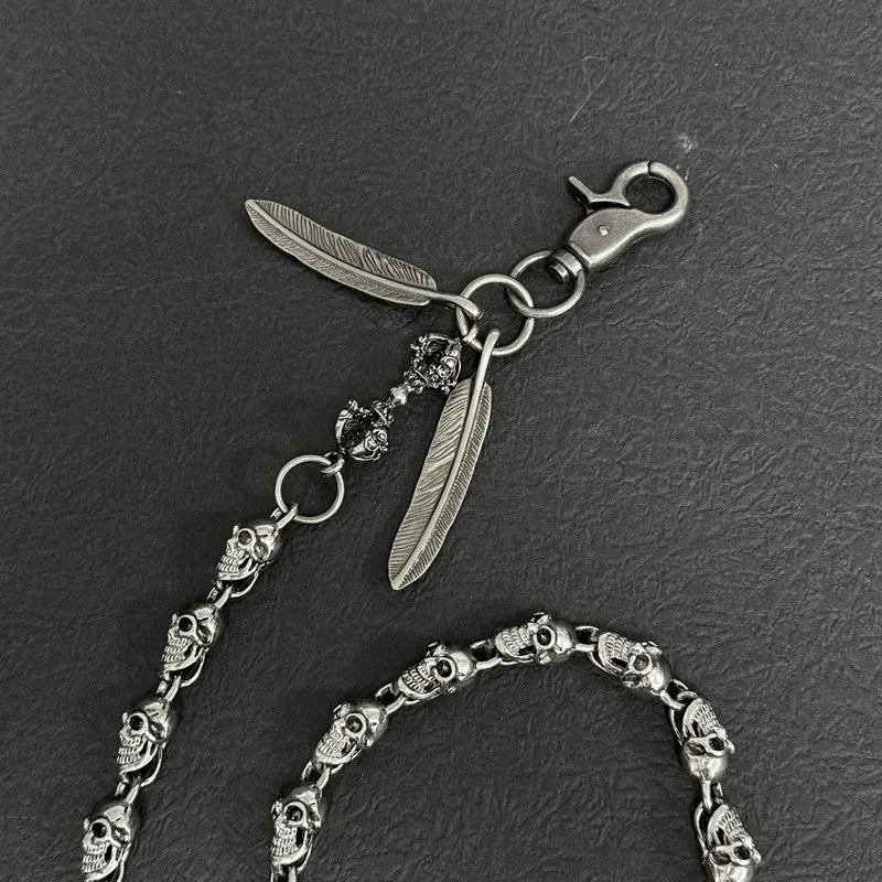 64cm Mens Waist Key Chain Retro Skull Metal Hip Hop Gothic Punk Skull Pants Jeans Bike Ride Wallet Key Ring 250625