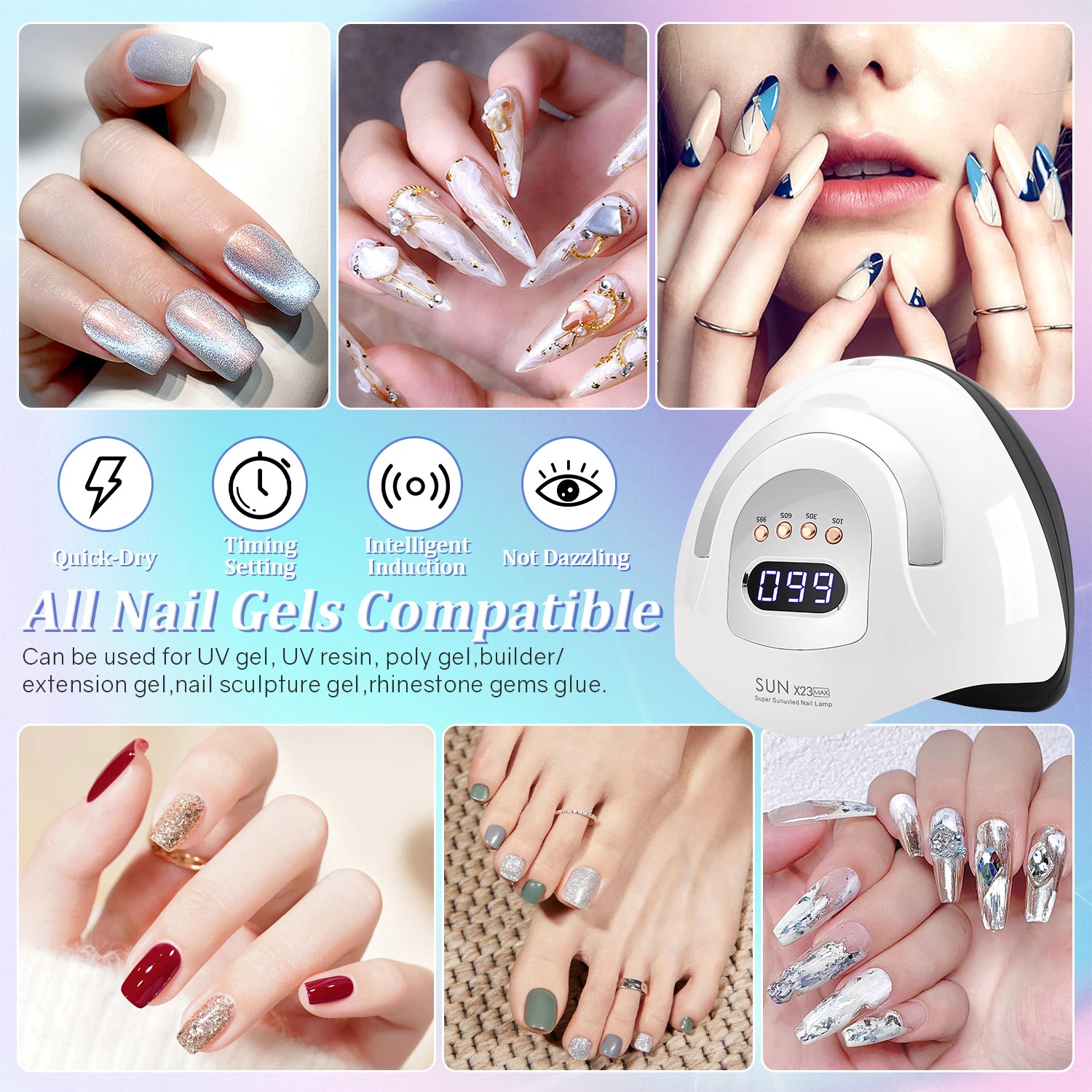 81LEDS Professional Nail Dryer Lamp For Manicure Powerful UV LED Gel Nail Lamp With Automatic Sensing Gel Polish Drying Lamp 250625