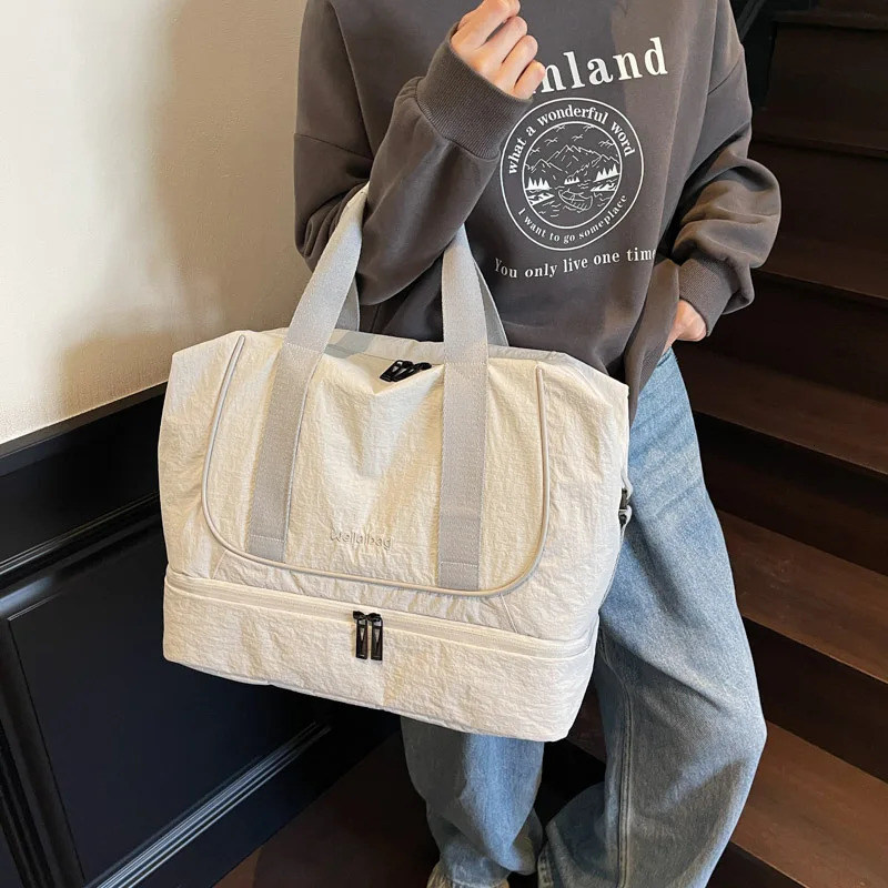 Casual Large-Capacity Travel Bag Womens Handbag Outing Lightweight Storage Luggage Bag Dry and Wet Separation Sports Fitness Ba 250623
