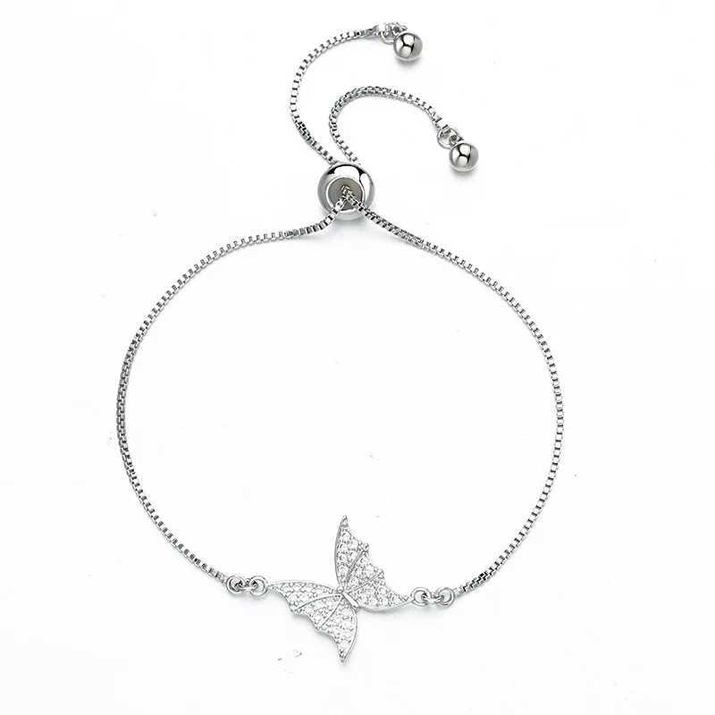 925 Sterling Silver Bracelet Pendant Zircon Crystal Adjustable Bracelet for Women Jewelry X250625