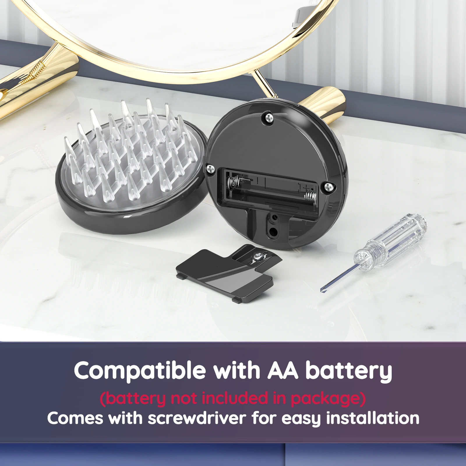 Electric handheld head massager Wireless Scalp cleaning massage silicone 2 modes vibration shampooing comb for Hair Growth BLack 250625