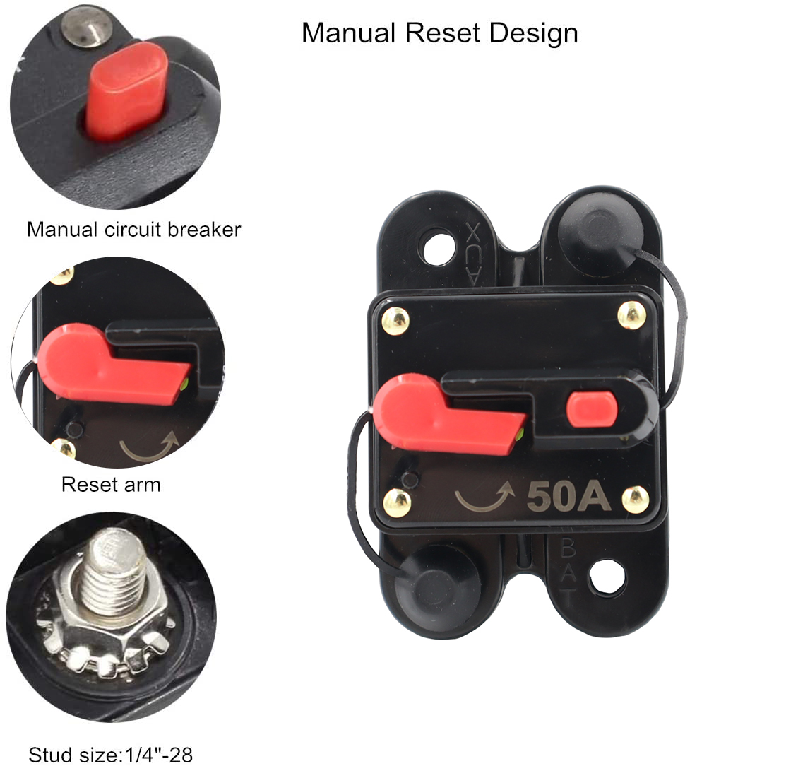 RV car circuit protector self recovering fuse holder square recoverable circuit breaker 50A-200A
