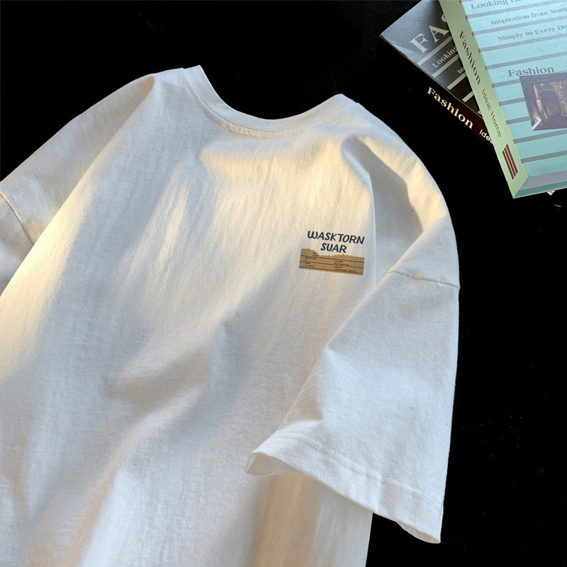 Short Sleeve Men's Summer Cotton Base Shirt designer t shirt T-Shirt Trendy Brand Half Sleeve Fashion Versatile Hong Kong Style Japanese Style T-
