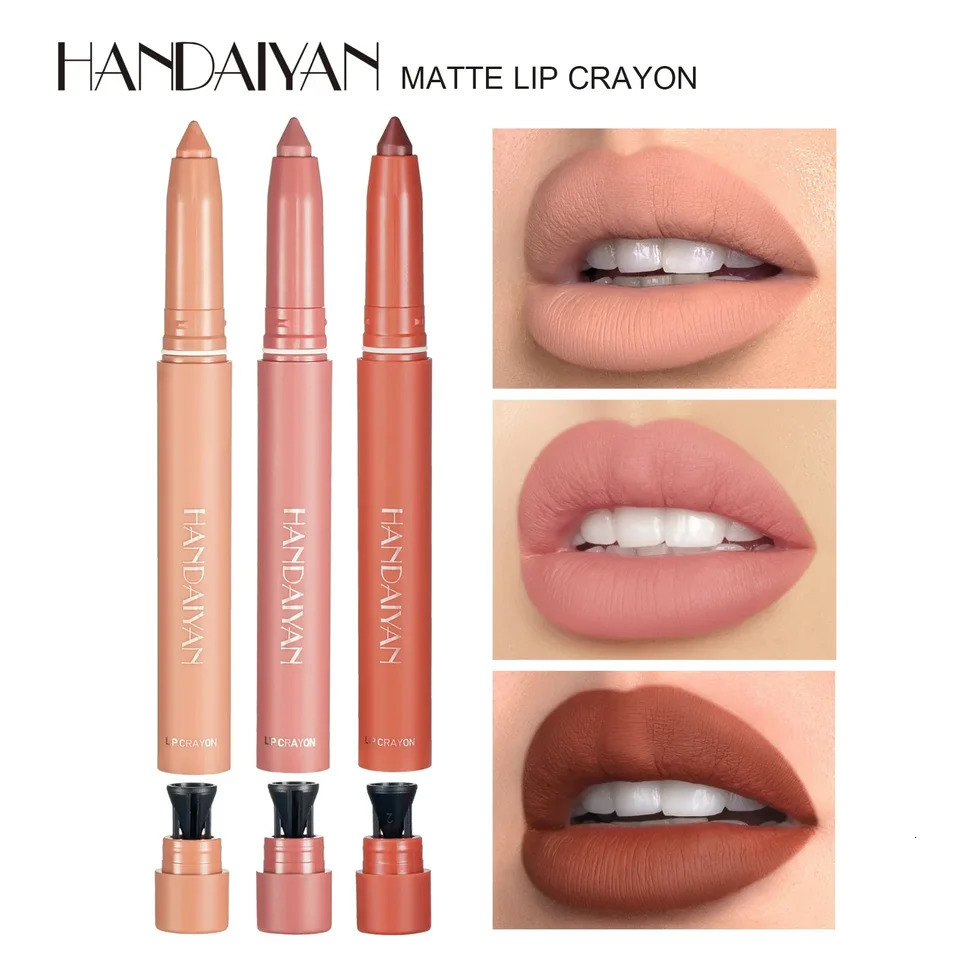 Nude Velvet Matte Lip Liner Waterproof Long-Lasting Non-Stick Cup Womens Cosmetic Lipstick with Built-In Pencil Sharpener 250625