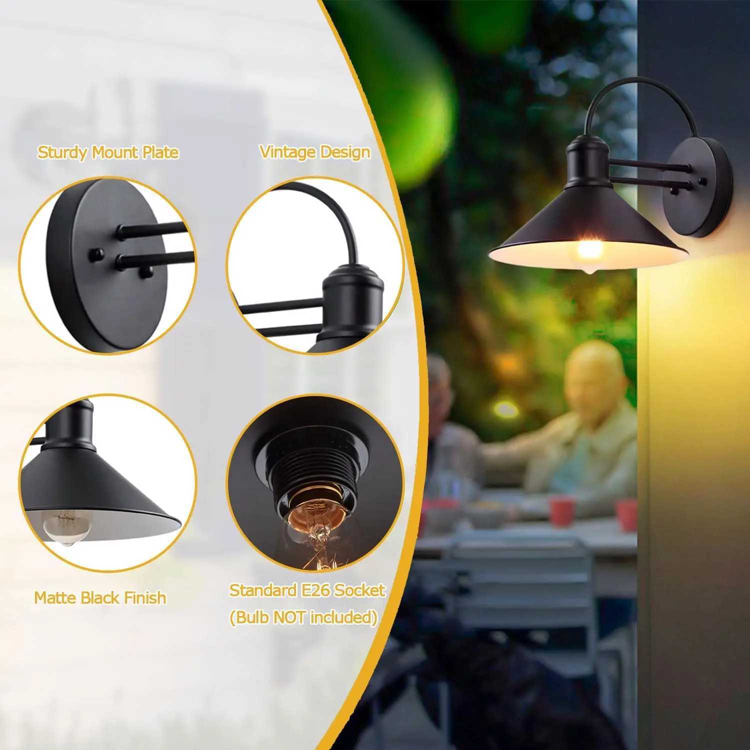 Outdoor Wall Light Fixtures Exterior Waterproof Lanterns Modern Matte Black Wall Light for Patio Front Door Entryway XJ250624