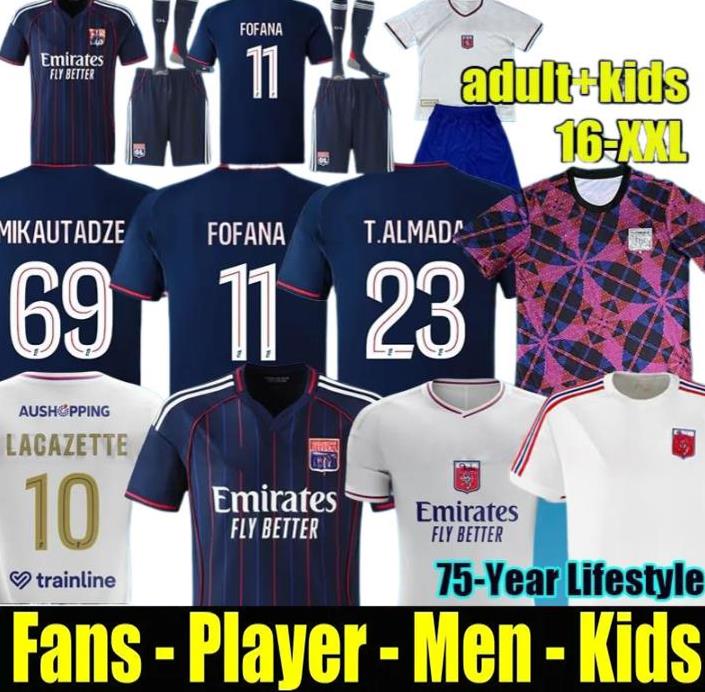 25/26 Maillot Lyon Soccer Jerseys 2024 2025 75-Year Olympique Lyonnais OL 3rd Fourth Shirts CHERKI Mikautadze Men Football Shirt Kids Kits Equipment