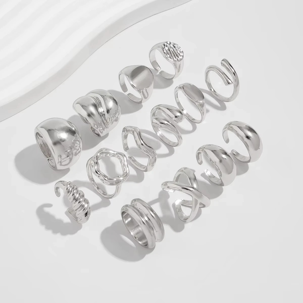 14pcs/set Vintage Metal Rings For Women Men Gift Fashion Punk Hip Hop Gold Silver Color Irregular Knuckle Joint Ring Set 250624