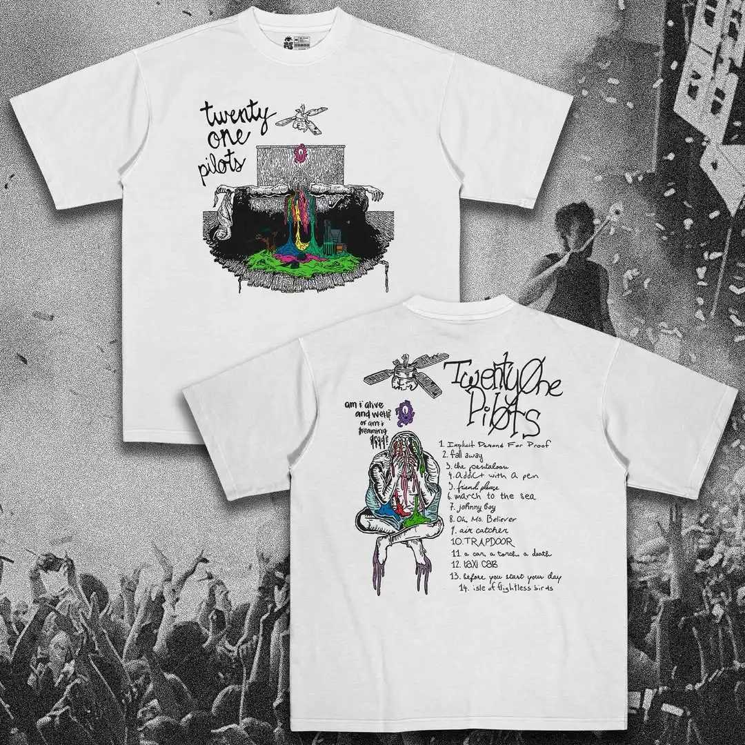 Twenty One Pilots Band Graphics Print Mens T-shirt Short Sleeve Oversized Y2k Top Hip Hop Punk Street Unisex Tee Mens Clothing XJ250625