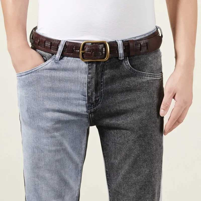 Premium Quality Leather Belt for Men Handmade Braided Waistband with Retro Style Needle Buckle First Layer Cowhide Woven Belt W250625
