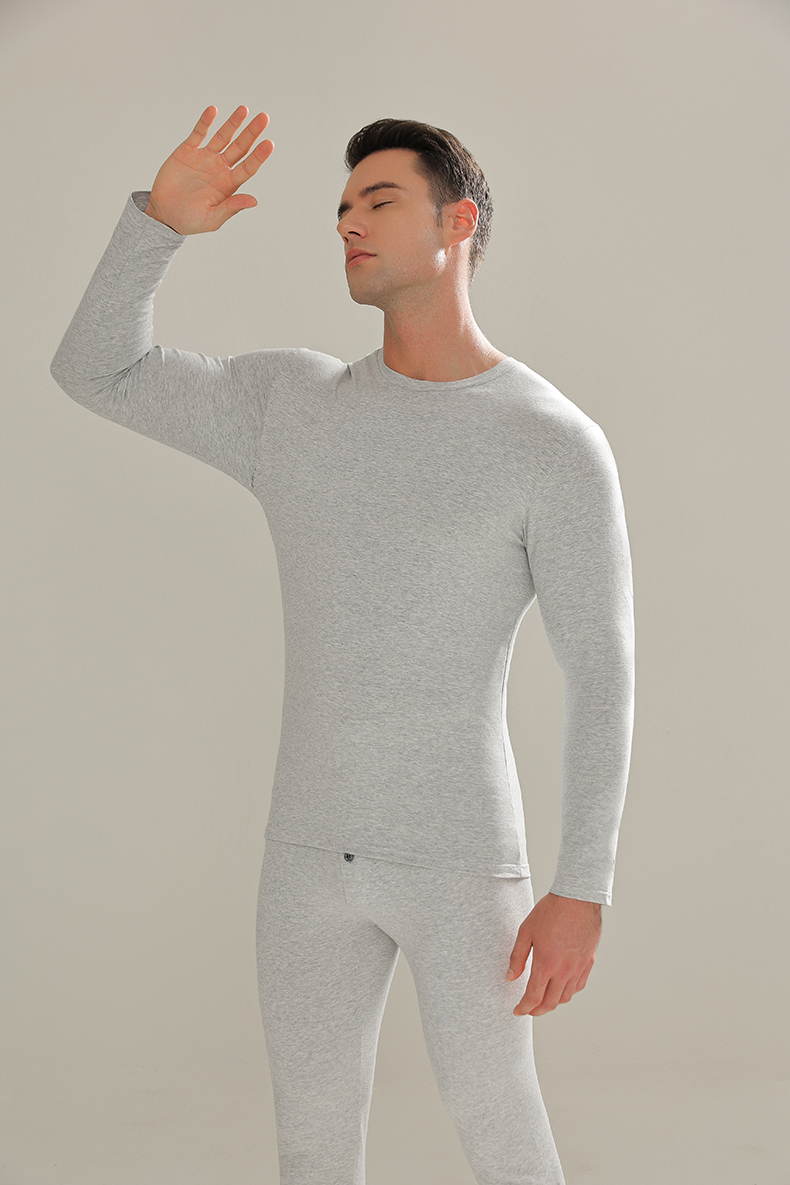 Couple models of thermal underwear suit men and women solid-coloured round neck high elastic Slimming autumn and winter thermostat bottoming autumn cl