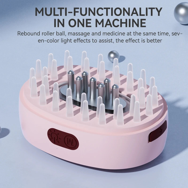 Rechargeable Scalp Massager Brush Vibration Roller Balls Electric Hair Care Tool for Head Relaxation Hair Growth Stimulation 250625