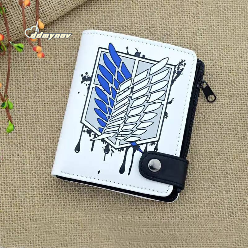 Anime AOT Short Wallet Bifold PU Leather Purse with Coin Pocket for Gift ddmynov