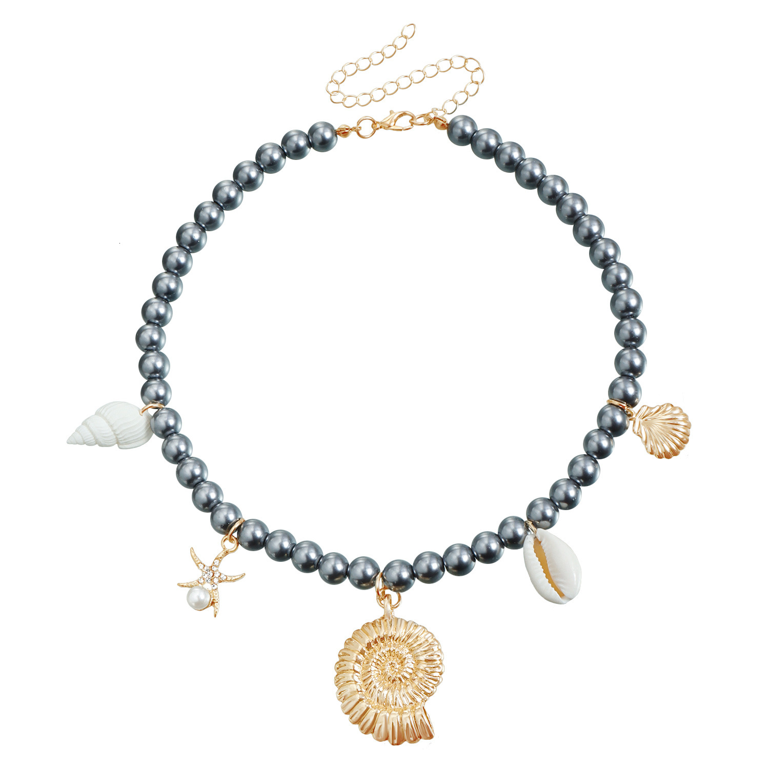 Jewelry INS Summer Beach Casual Vacation Style Starfish Conch Clavicle Chain Pearl Necklace Jewelry for Women