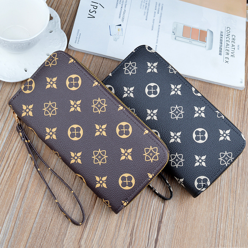 Free Shipping 2025 New Designer Bag New Women's Wallet Long Double Zipper Clutch Fashion Printed Large Capacity Double Layer Wallet Coin Purse Ph