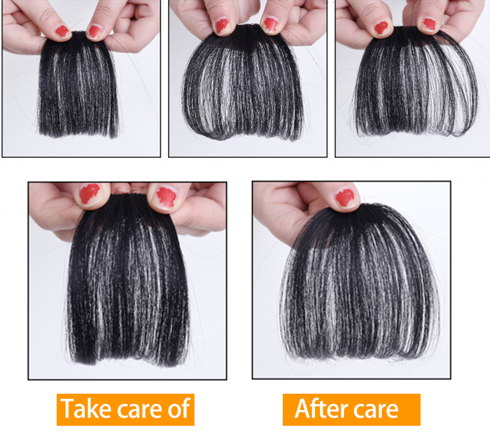 Synthetic Clip In Air Bangs Hair Extensions Short Straight Hairpiece Wig For Women Daily Use Hair Accessories