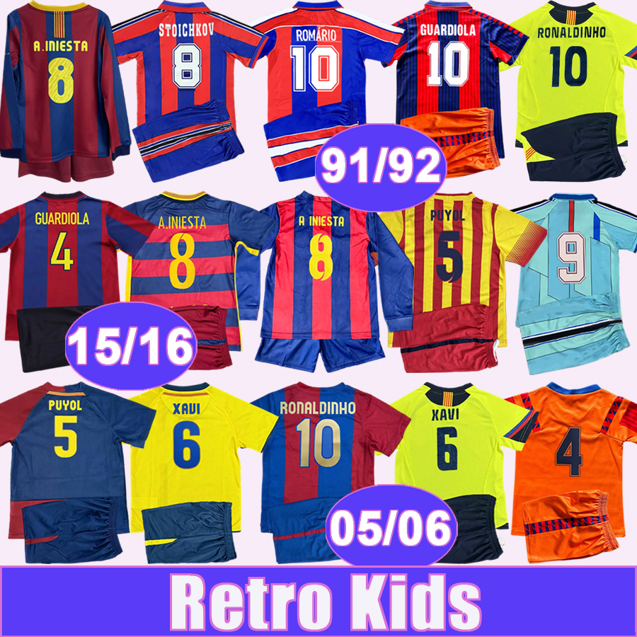 96 97 98 RIVALDO GUARDIOLA Kids Kit Retro Soccer Jerseys NADAL F.COUTO STOICHKOV 1992 1995 Home Away Football Shirts Vintage Child Suit Uniforms
