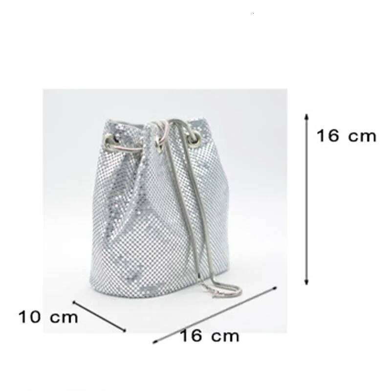 Fashion Evening Party Clutch Bucket Bags For Women Trend Chain Shoulder Messenger Bag Sliver Gold Handbags Female Clutches