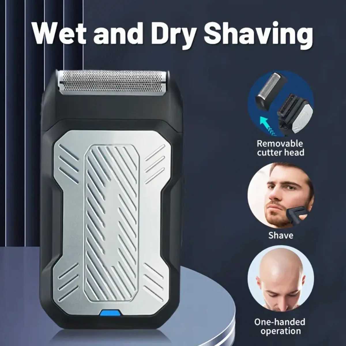 Man Beard Shaver Epilator Electric 3D Floating Hair Trimmer Chest Leg Hair Portable Razor LED Display Rechargeable Li-Battery W250625