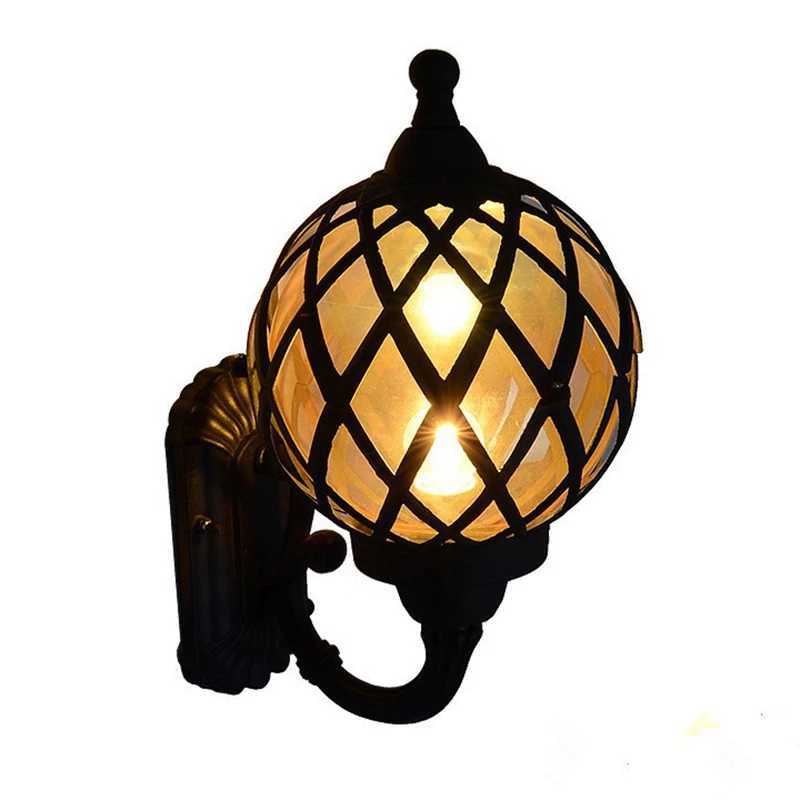 European Outdoor Waterproof Wall Lamp Balcony Garden Yard Decor LED Lighting Creative Glass Ball Black Aluminum Lighting FixtureXJ250624