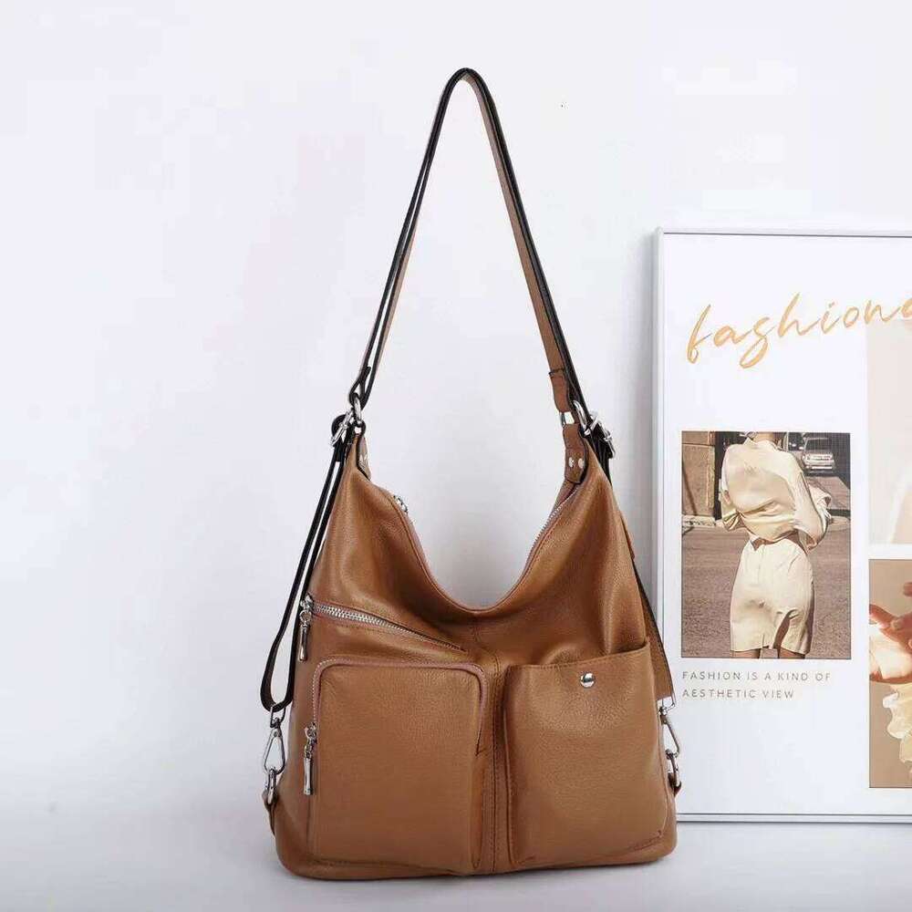 Dual-purpose Genuine Handbag Women Casual Real Cow Leather Backpack Multifunctional Ladies Cowhide Tote or Shoulder Bag