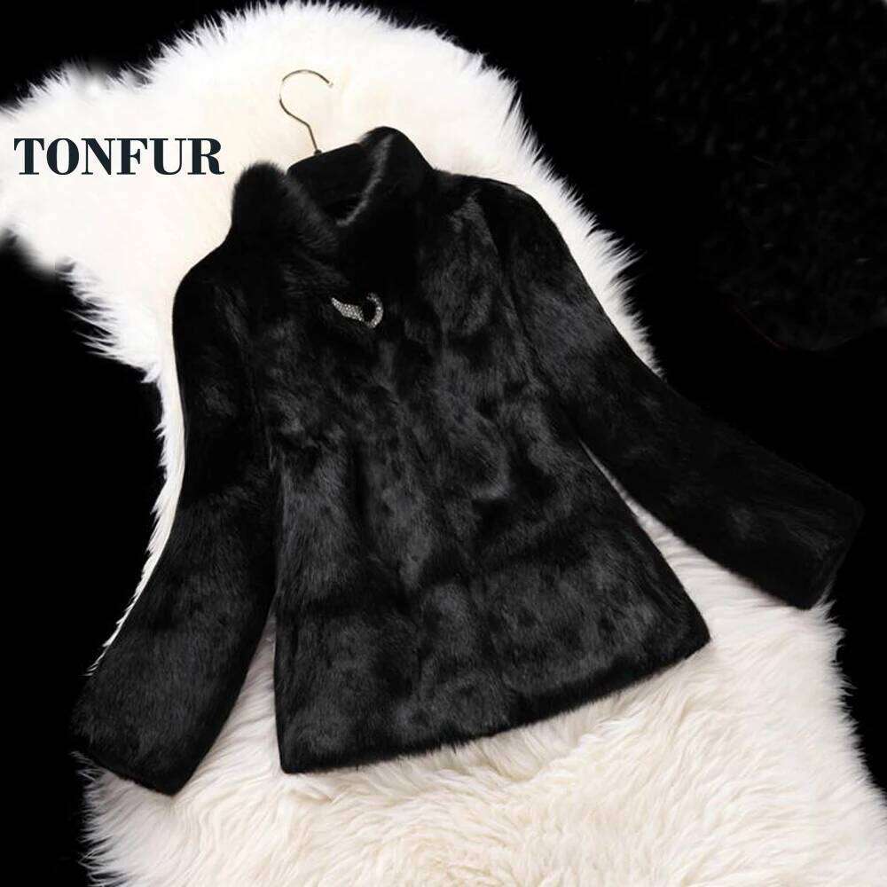 Winter Shinny Decorate Full Pelt Real Rabbit Fur Coat Natural Drop Shipping Jacket Factory Customize Color Big Size Wsr194