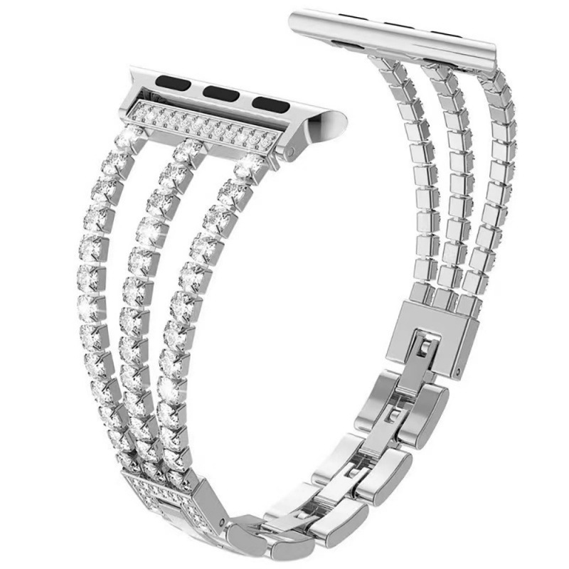 Luxury High End Metal Chain Style Individual Diamond Inlaid Watch Strap for Apple iWatch 4/5/6/7/SE/8 with Full Diamond Steel Band