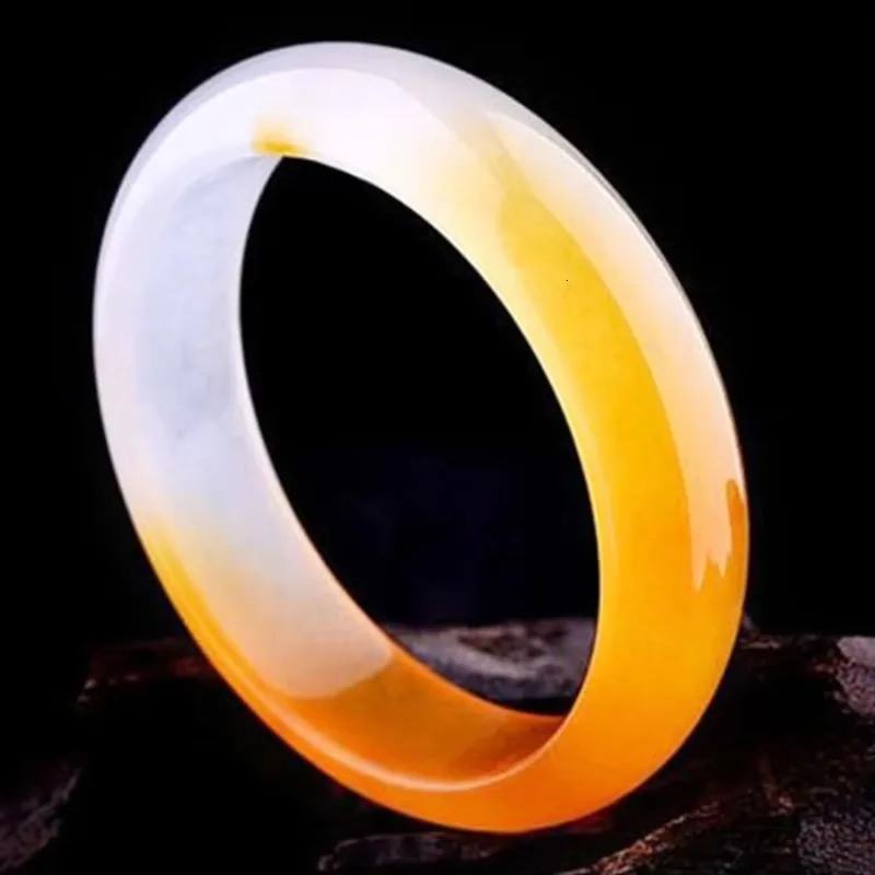 Natural Jade Bracelet Female Ice Floating Yellow Color Bangles for Women 250624