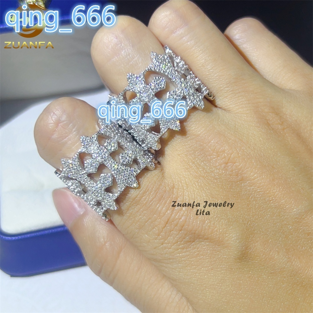 Pass Diamond Tester Hip Hop Iced Out Cross 925 Sterling Silver Mens Certified GRA Moissanite Ring