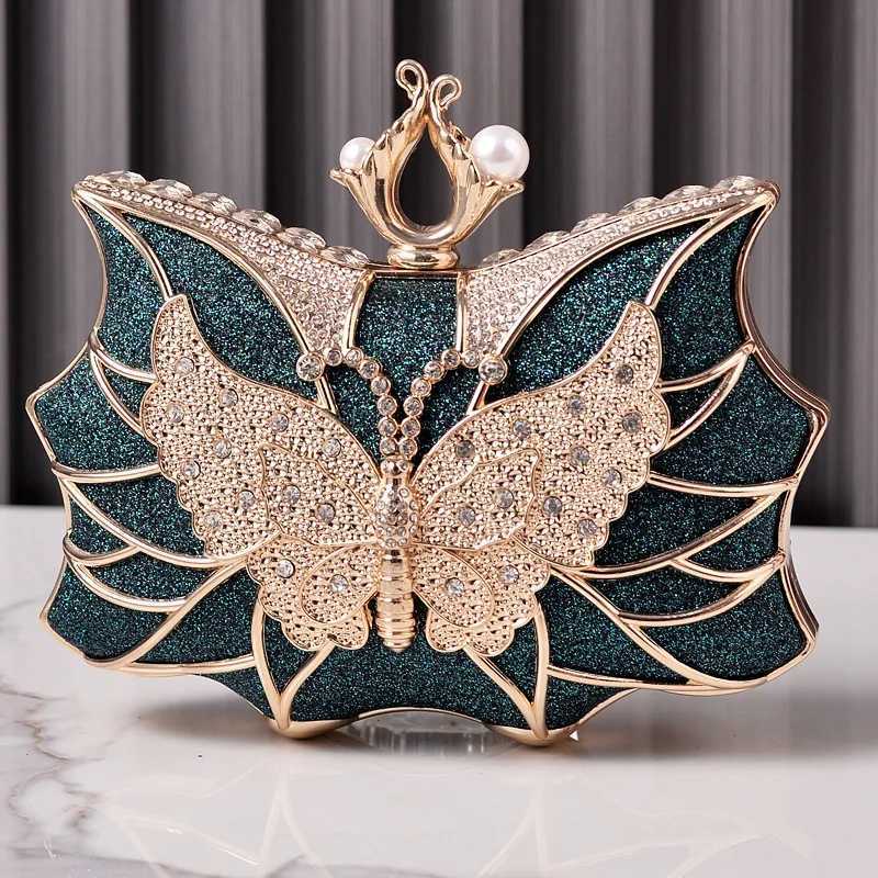 Fashion Luxury Evening Bags Hollow Butterfly Party Bag Bridal Wedding Diamond Clutch Elegant Banquet Handbags Dinner Purse Sac M250625