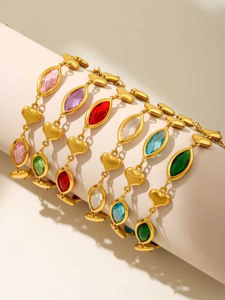 Stainless Steel Chain Bracelet With Multi-Shiny Fusiformis Faceted Czech Crystal For Womens Luxury Bracelets X250625