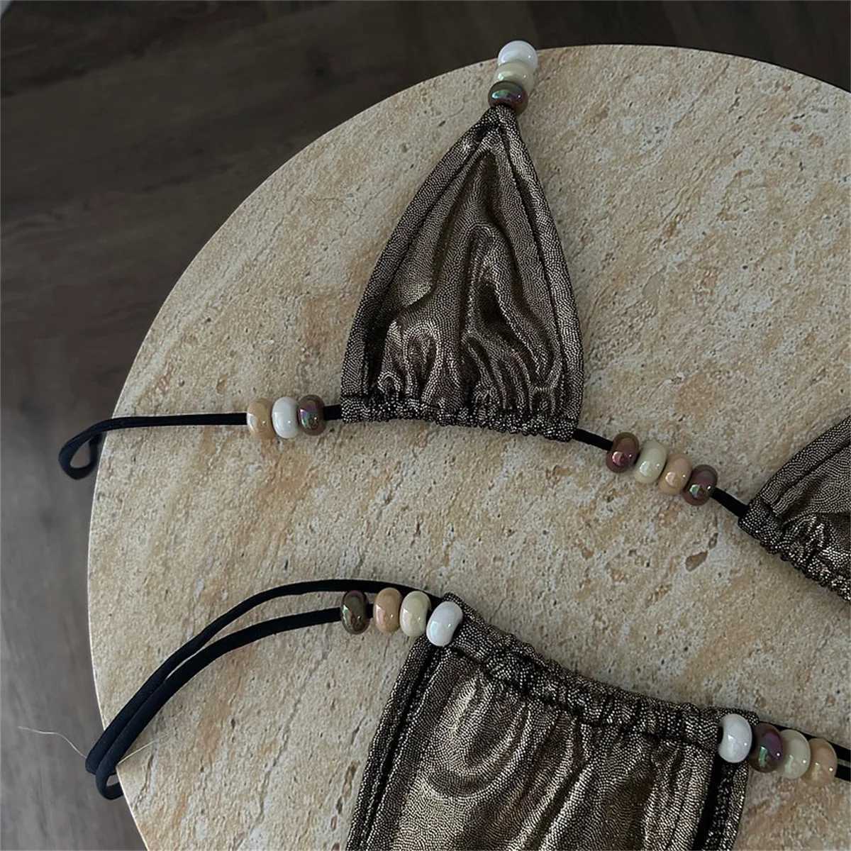 New Shiny Bikini Women Sexy Swimsuit Push Up Swimwear 2025 Bandeau Biquini Female Mirco Bathingsuit Bodysuit Beachwear Outfits XJ250624