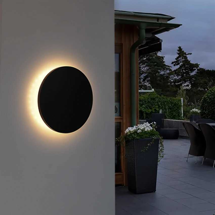 6W LED Outdoor Waterproof Wall Light IP65 Round Aluminum 13cm Black/White 90-260V AC Hardwired for Garden Patio Balcony XJ250624