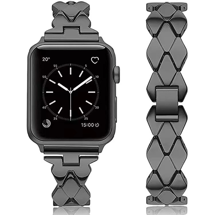 Fashion Trendy Minimalist Diamond-Shaped iWatch Band for Apple Watch Series 1-8 Stylish Rhombus Metal Strap