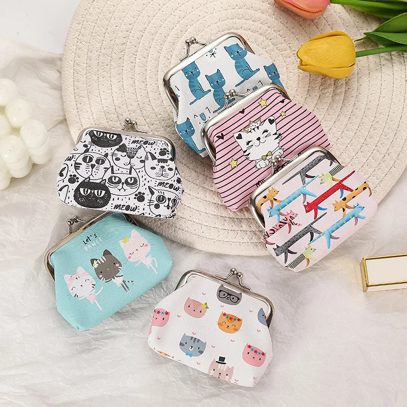 12 PCS Fashion PU Leather Coin Purse Lovely Kitty Woman Small Change Money Bags Holder Wallet Mini Pouch Souvenir 250623