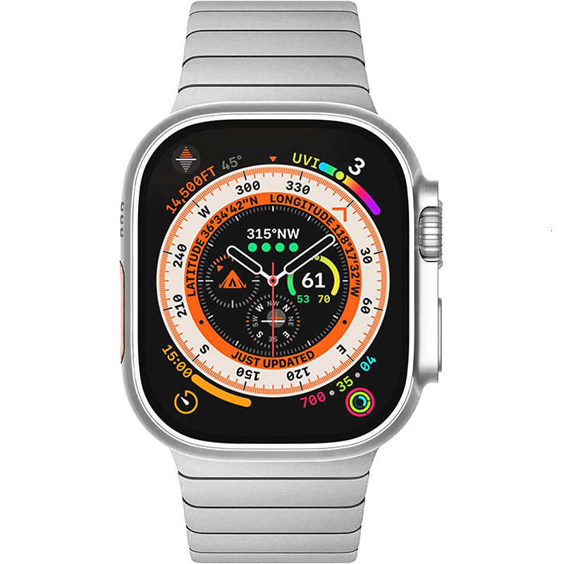 Luxury Premium Stainless Steel Designer iWatch Band Business Style Unique One-Piece Apple Watch Strap for Series 1-8 Ultra