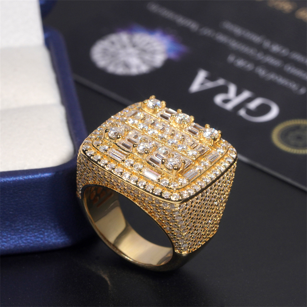 Iced Out Cross Moissanite Ring 925 Sterling Silver Hip Hop Ring Pass Diamond Tester Men Cuban Ring