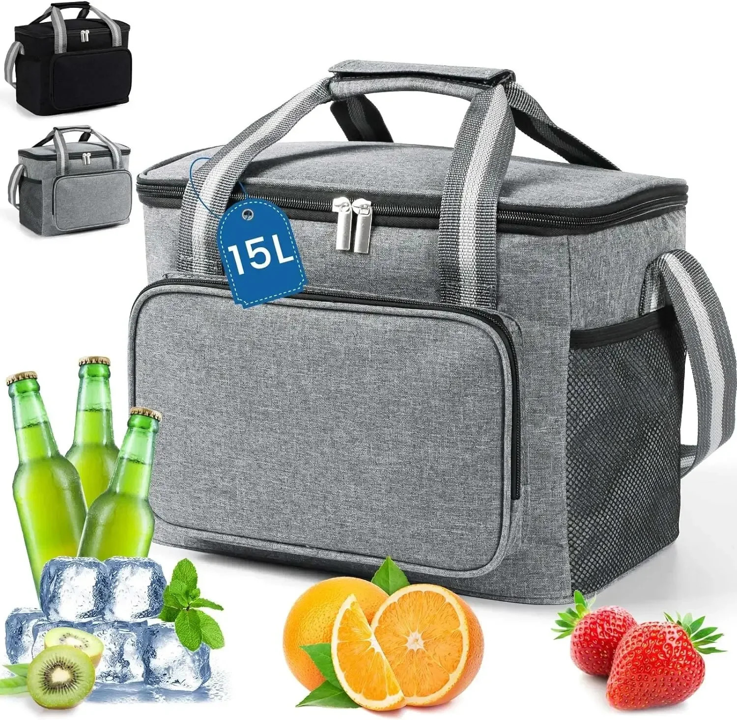 15L Foldable Thermal Bag for Picnics Small Portable Insulated Cooler Bag Lunch Box Waterproof Thermal Lunch Tote Handbags 250624