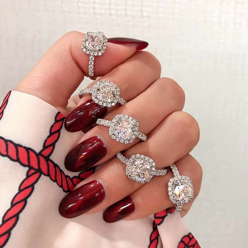 Hundred Match No Color Loss Wedding S925 Sterling Silver High-end Moissanite Diamond Ring