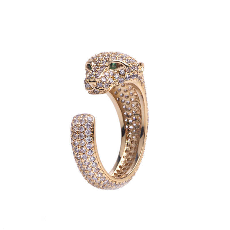 Asian gold diamond inlaid leopard head Bracelet full of zircon platinum personalized women's Bracelet 250615