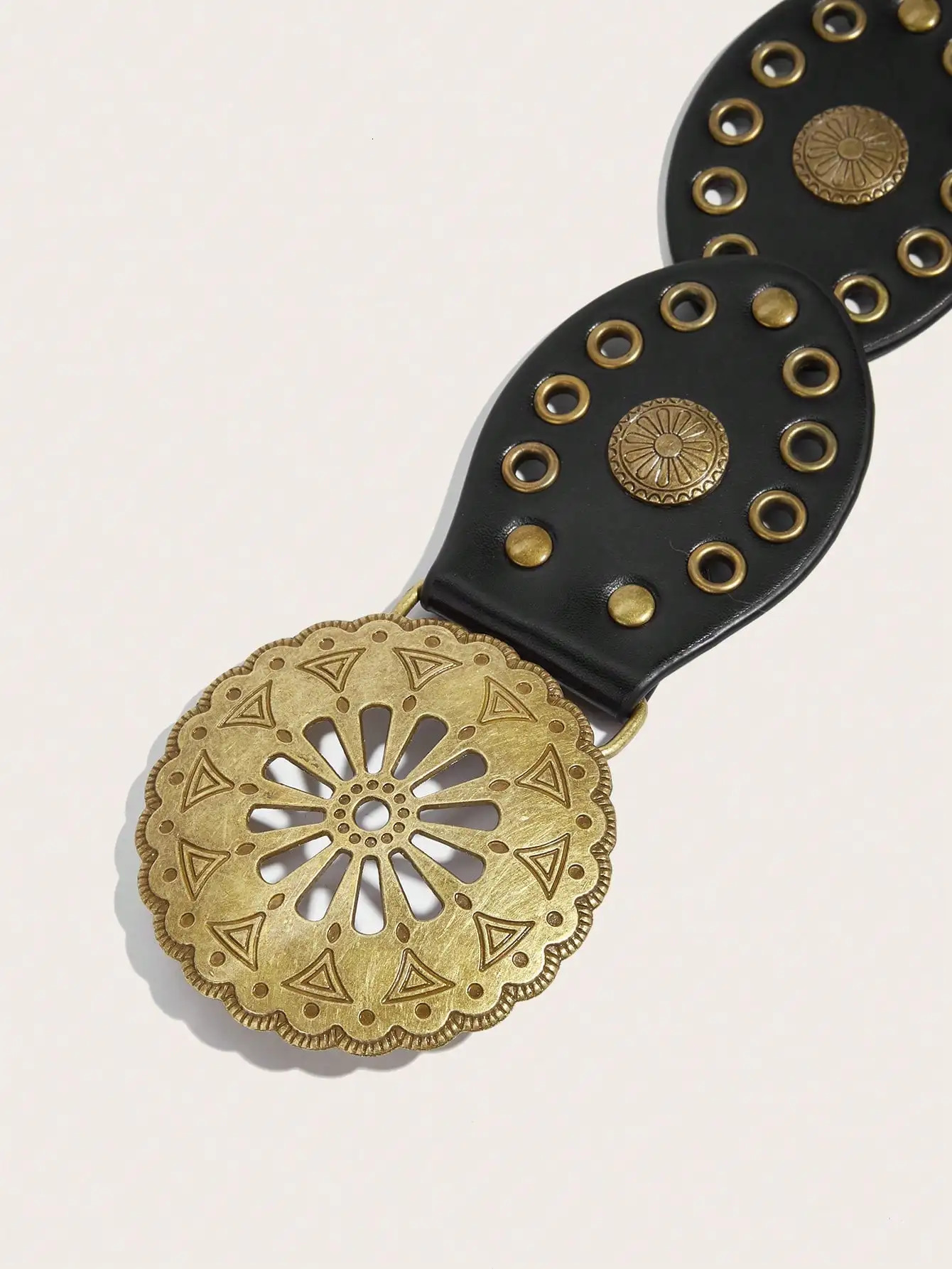 1Pcs Ladies Antique Bronze Hollow Flower Shaped Button Elliptical Splicing Belt Dress Accessories Mothers Day Gift 250618