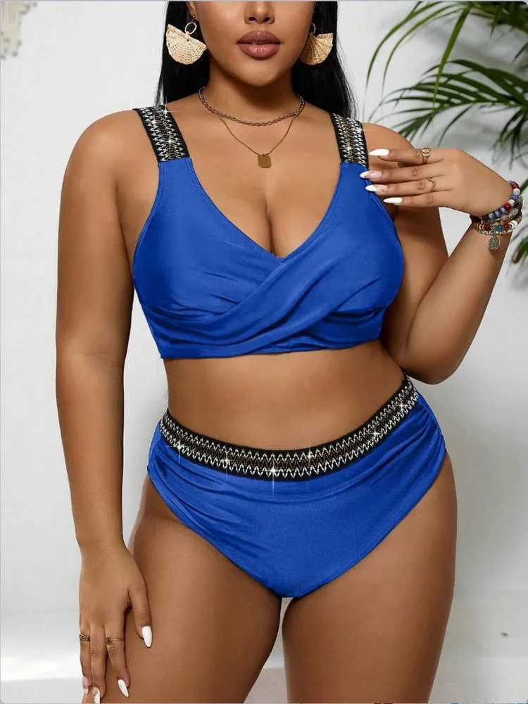 Plus Size Swimwear Women 2024 Bikini Set Two-Piece Woman Swimsuit Push Up Big Size Swimming Suit Beach Wear Bath Suits Monokini XJ250624