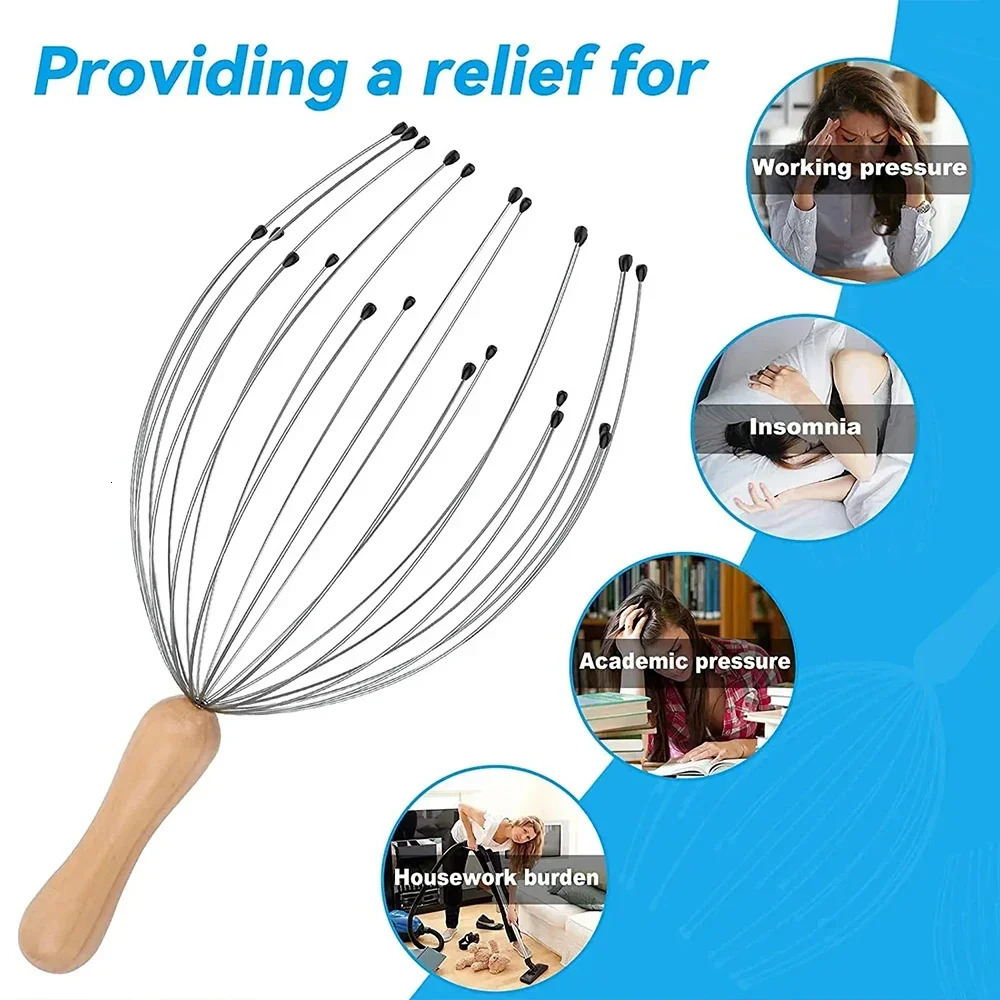 28 Fingers Octopus Head Massager Scratching Scalp Relaxation Relief Body Massager Scratcher Relieves Tension Random Health Care 250625