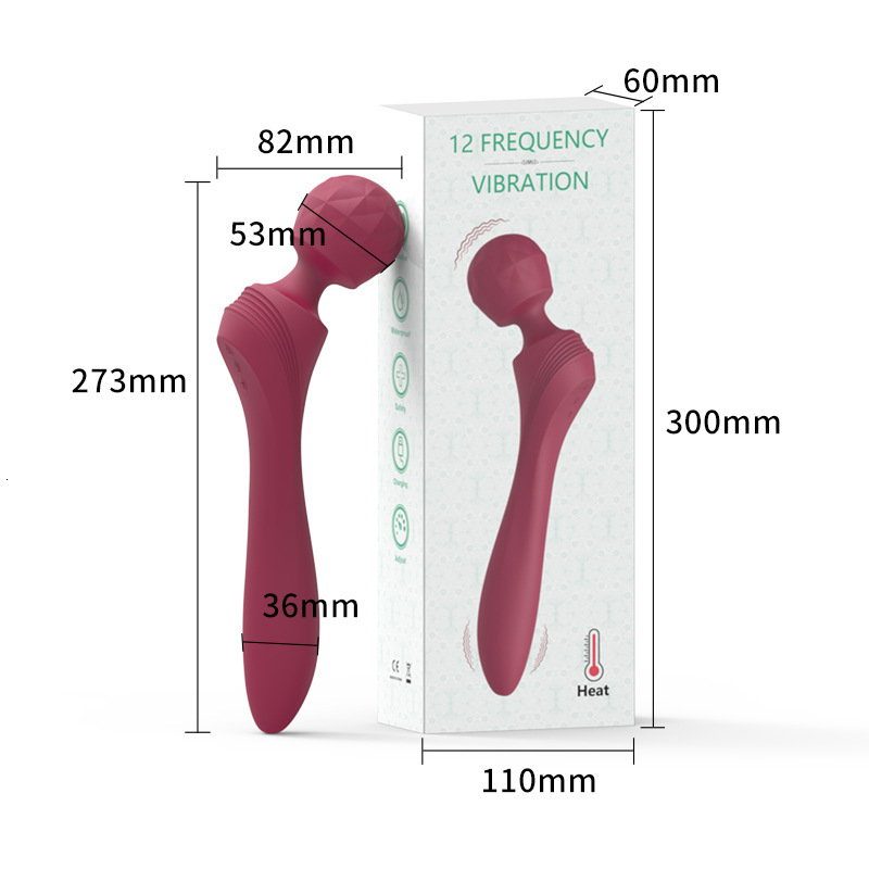 New Liquid Silicone Dual-Head Vibrator for Women, Heating AV Massager, Adult Sex Toy