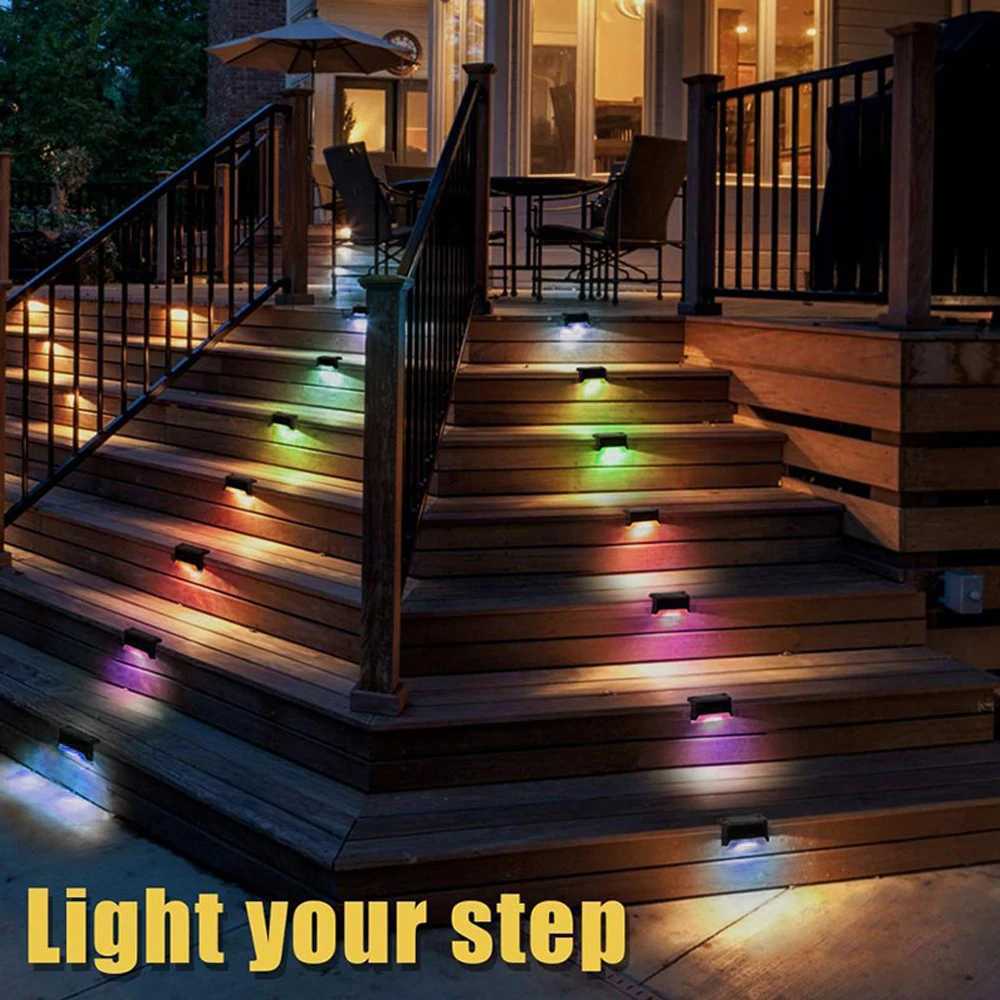 Warm White Solar Fence Lamp LED Solar Step Lamp Outdoor Step Light Waterproof Garden Decor Lamp for Patio Stairs Railing Pathway XJ250624