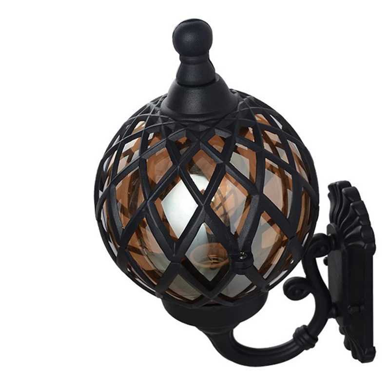 European Outdoor Waterproof Wall Lamp Balcony Garden Yard Decor LED Lighting Creative Glass Ball Black Aluminum Lighting FixtureXJ250624