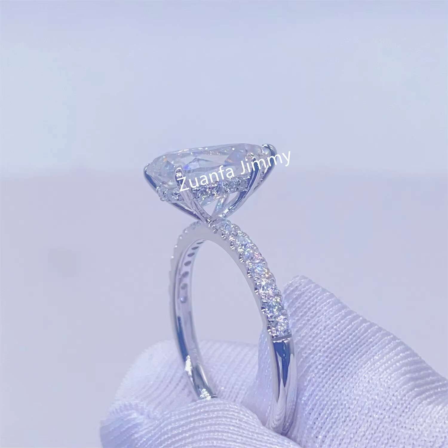 Pass Diamond Tester Luxury 3CT Pear Diamond 925 9k 10k 14k Solid White Gold Moissanite Engagement Ring Wedding Bridal Jewelry